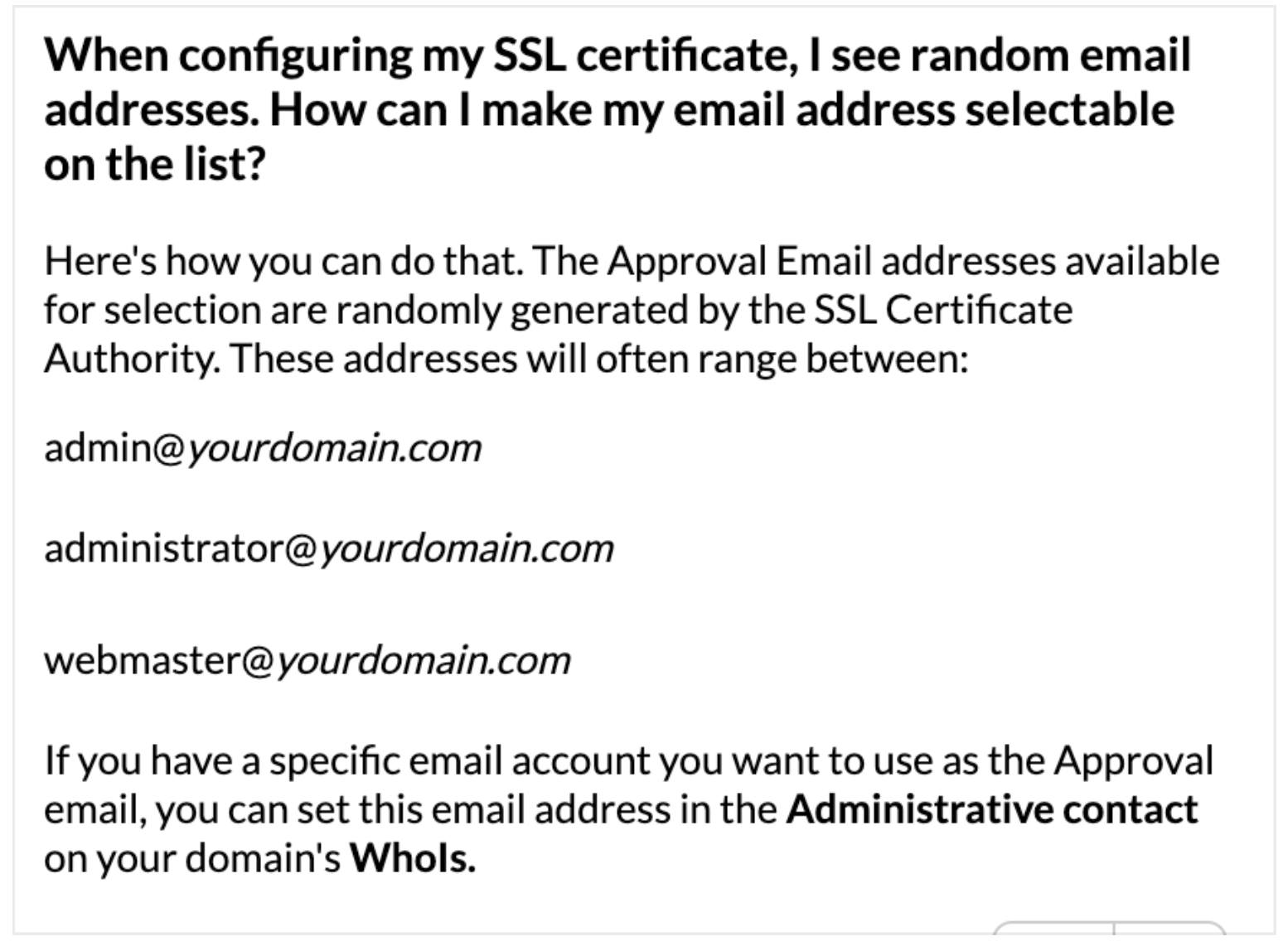 SSL Approval Email Change